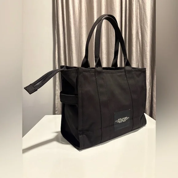 Marc Jacobs Black Canvas Tote with White Logo Text - Picture 5 of 9